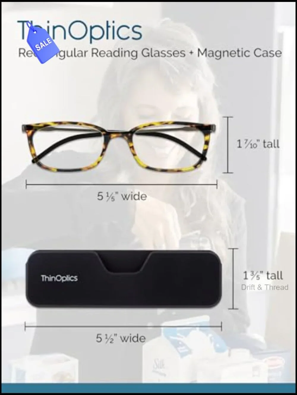 Unisex Adult Reading Glasses with Attachable Case, Lightweight Polycarbonate